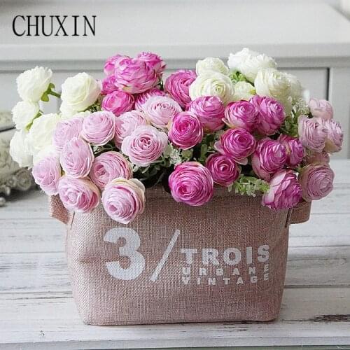 Korean artificial silk 10 head mini camellia home living room decoration fake flower wedding bride holding bouquet Holiday gift