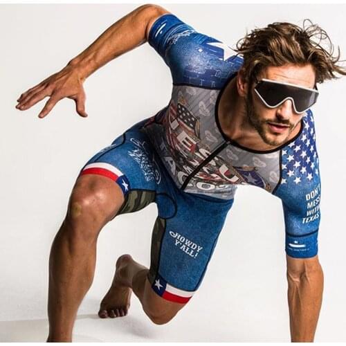 Love The Pain Professional Team Mens Triathlon Suit Cycling Suit Leotard Jumpsuit Mountain Bike Suit 9D Bike Short Sleeve Suit