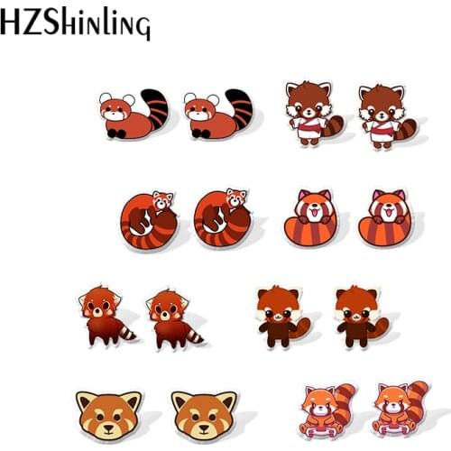 Red panda Acrylic Stud Earrings Resin Epoxy Fashion Jewelry
