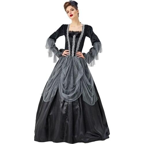 Halloween Horror Night Horror Garden Activity Palace Girl Ball Black Grey Lace Tutu Dress Cosplay Costumes