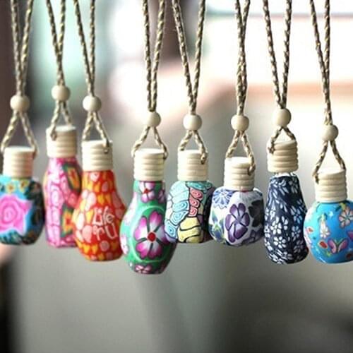 Hot Sales!! Polymer Clay Car Home Hanging Pedant Refillable Perfume Fragrance Empty Bottle
