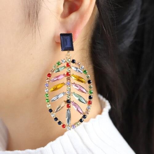 Best Lady Fashion Colorful Leaf Earrings for Women Boho Acrylic Shiny Long Hanging Drop Earrings Wedding Jewelry Gift Wholesale
