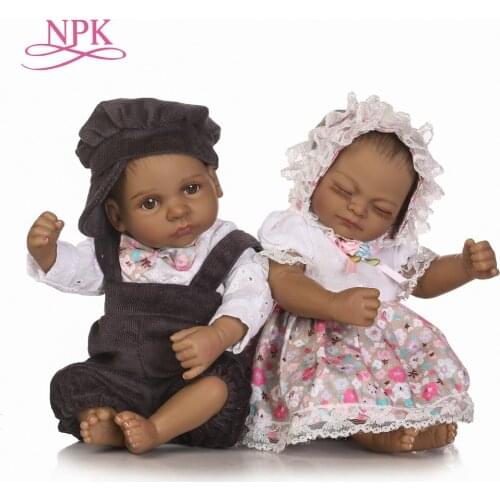 NPK 12 inch 25 cm Mini Baby Reborn African American Baby Doll Black Girl Full Silicone Body Reborn Baby Dolls For Girls