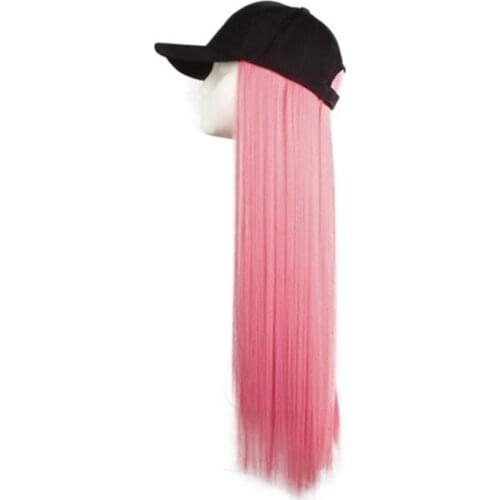 Fashion Wild Women Cap Wig Color Long Straight Hair Curly One-piece Baseball Hat 2XPC
