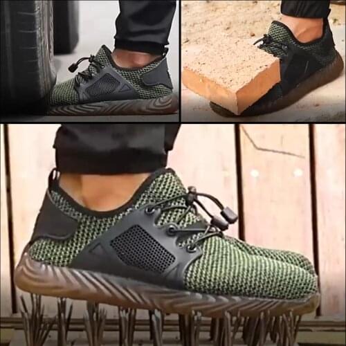 Motorcycle Work Shoes Men And Women Steel Toe Air Safety Boots Puncture-Proof Work Sneakers Breathable Shoes