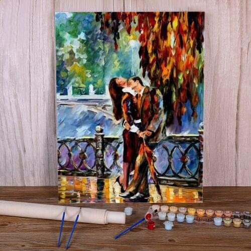 Landscape Rain City Night Street Coloring By Numbers Painting Package Acrylic Paints 50*70 Painting On Canvas Handiwork