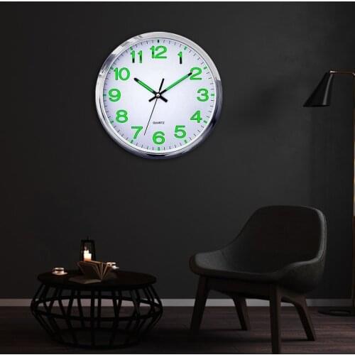 12 Inch Wall Clock with Night Light Quartz Battery Operated Indoor Outdoor Decorative Clocks for Bedroom Living Room Office