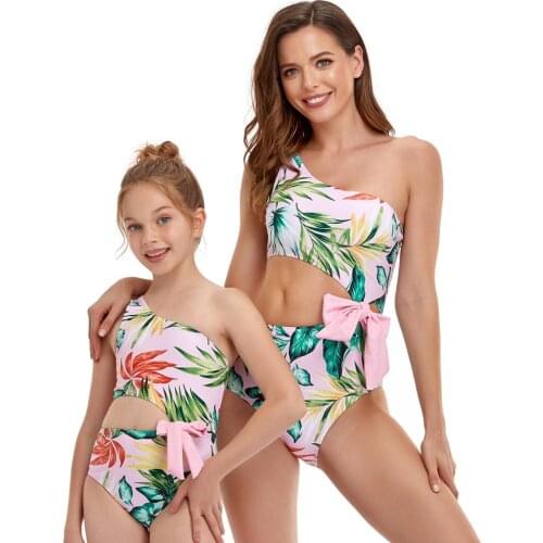 2021 New design Parent-child swimsuit slant shoulder show waist sexy wholesale RYSW2018