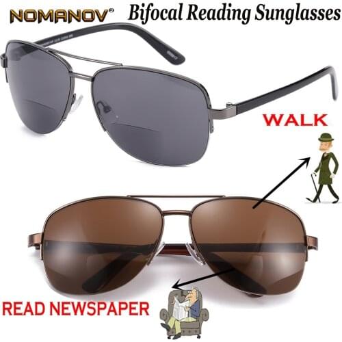 NOMANOV Half-rim Bifocal Lenses Reading Sunglasses See Near Far Reading Glasses +0.75 +1.5 +1.75 +2 +2.25 +2.5 +2.75 To +4