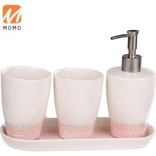 Wholesale Nordic creative bathroom four-piece set porcelain minimalist toothbrush cup gargle Cup wedding gift washing set