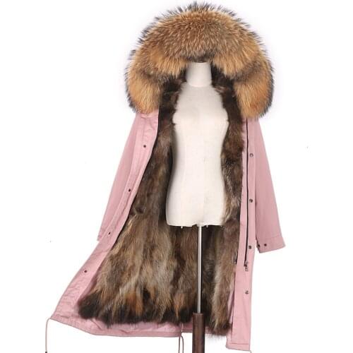 Winter Jacket Women X-Long Parka 2021 New Waterproof Big Natural Raccoon Fur Collar Hood Real Fur Coat Thick Warm Real Fox Fur