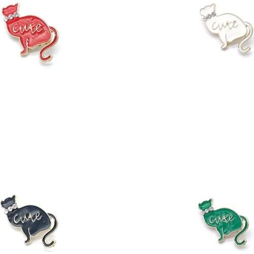 PD BROOCH Foreign Trade Metal Pet Cat Brooch Badge Paint Color Corsage Alloy Drip Oil Animal Jewelry Spot Cat Pins