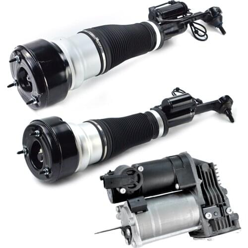 Front Left & Right Air Suspension Shock Strut Absorber + Compressor Pump For Mercedes S-Class W221 4MATIC 2213200538 2213200438