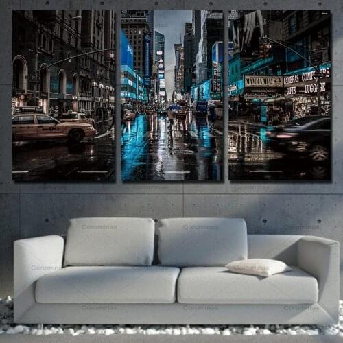 Sale Modern 3 Panels Canvas Art New York City Night Landscape Home Decoration Wall Painting Prints Pictures For Living Room