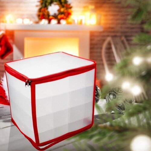 Storage Box 64 Grids Foldable PVC Holiday Decor Gift Box for Christmas Storage Basket Cloth Fabric Storage Bins Organizers