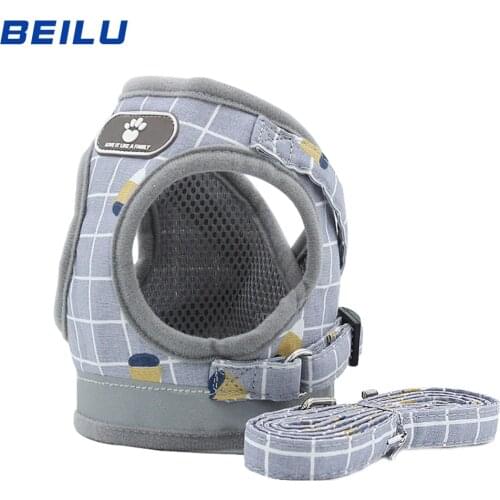 Dog Harness with Leash Summer Pet Adjustable Reflective Vest Walking Lead for Puppy Polyester Mesh Harness for Small Medium Dog