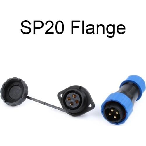 SP20 IP68 Waterproof Connector 1/2/3/4/5/6/7/9/10/12/14Pin Flange Type Aviation Plug Socket Cable Wire Connectors