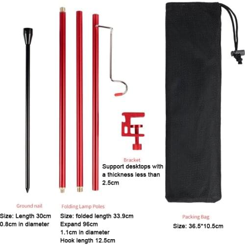 Telescopic Mini Silver Red Blue Foldable Lamp Holder Rod for Fishing Outdoor Camping Hiking BBQ Lantern Light Pole Tools 2021