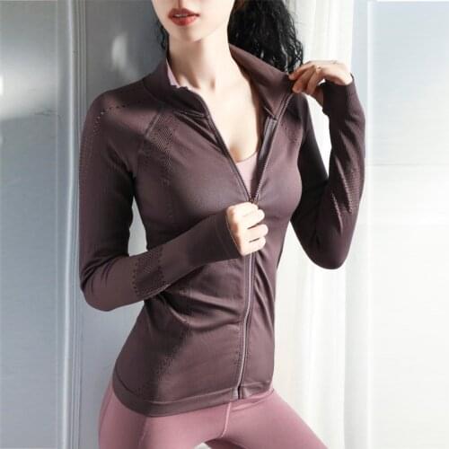 Slim Women Yoga Shirts Solid Fitness Qiuck Dry Zipper Thumb Running Training Shirts Sport Seamless Gym T Shirts Female