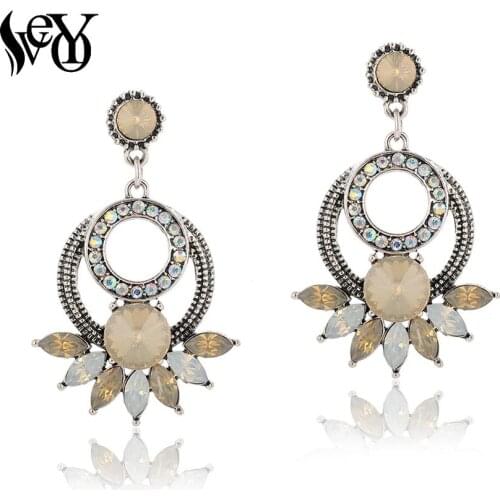 VEYO AB Rhinestone Geometry Vintage Acrylic Drop Earrings for Women Dangle Earrings Fashion Jewelry New 2019