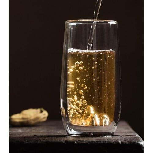 Japanese double layer heat resistant glass Xueshan large tea making cup net red water cup green tea cup office tea cup