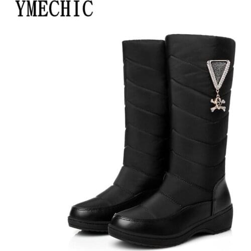 YMECHIC 2017 Gothic Winter Boots Blue Black Red Plus Size Platform Womens Snow Boots Female Ladys Thick Fur Snow Shoes Footwear