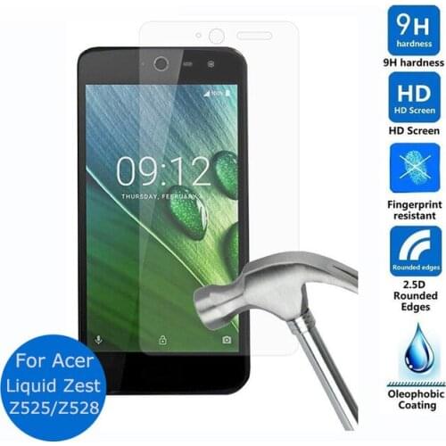 10pcs/lot Tempered Glass Original 9H Explosion-proof Protective Film Screen Protector for Acer Liquid Zest Z525 Z528