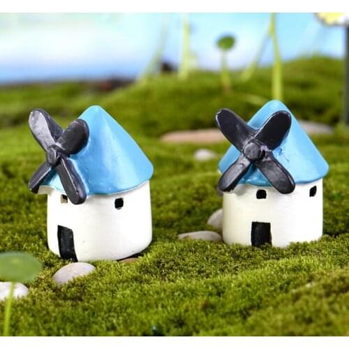 Windmill Castle Miniature figures decorative fairy garden Building statue Home Desktop Gift Moss ornaments resin craft TNB077
