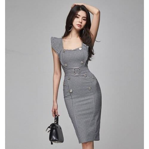 OL Office Work Womens Dresses New Arrival 2020 Sleeveless Slim Bodycon Casual Dress Ladies 2020 Summer Plus Size Dresses Casual