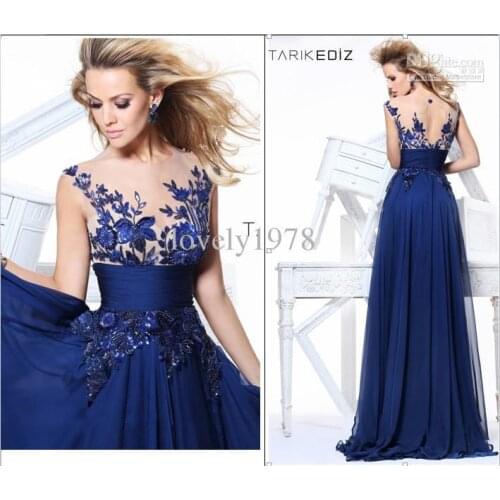 New maxi vestidos formales long Pretty Sheer Bodice Blue Formal Cap Sleeve Chiffon Sequins Celebrity mother of the bride Dresses