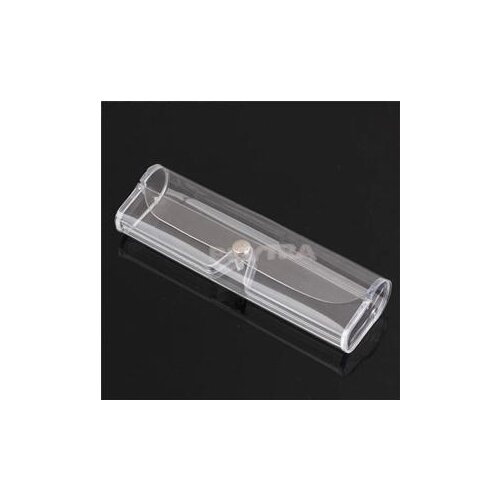 1PCS New Arrival Transparent Plastic Protector Case Soft Eye Glasses Storage Box Metal Button Sunglasses Box 150 x 45 x 25mm