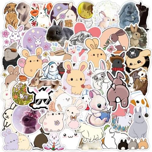 10/30/50pcs Cute Cartoon Rabbit Stationery Waterproof Sticker For Car Laptop PVC Backpack Home Decal Pad Bicycle DIY Classic Toy