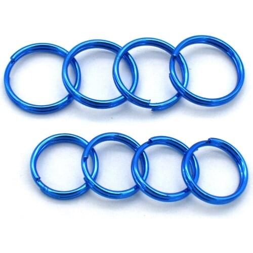 100pcs Key Ring 10/12mm Split Ring Blue Jump Ring Iron Key Chain Round Ring DIY Charm Jewelry Purse Handbag Bag Hardware