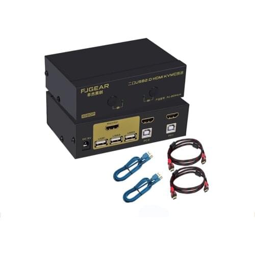 2 Port HDMI Switch Auto HDMI KVM sharer USB mouse and keyboard switch 2 in 1 out Support keyboard hot key switch Send cable