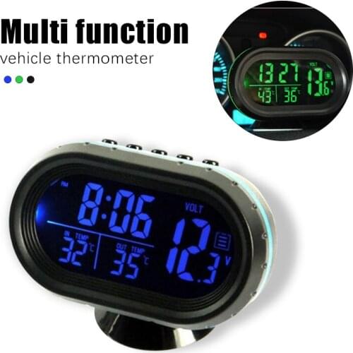 3 in 1 Multi-function Car Electronic Thermometer Auto Digital Car Thermometer Automobile Clock LED Clock Voltmeter Voltage Teste
