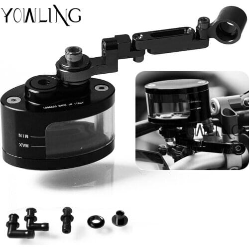 Motorcycle Accessories CNC Front Brake Fluid Reservoir Clutch Tank Oil Fluid Cup Bottle Pump Cylinder Master + Support Bracket