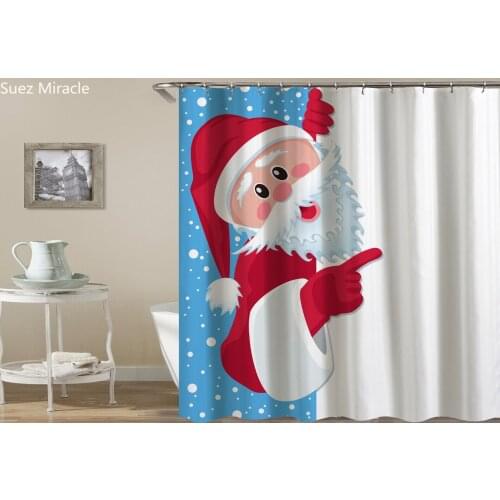White Naughty Santa Claus hide and seek Christmas home decor waterproof Bathroom Shower curtain