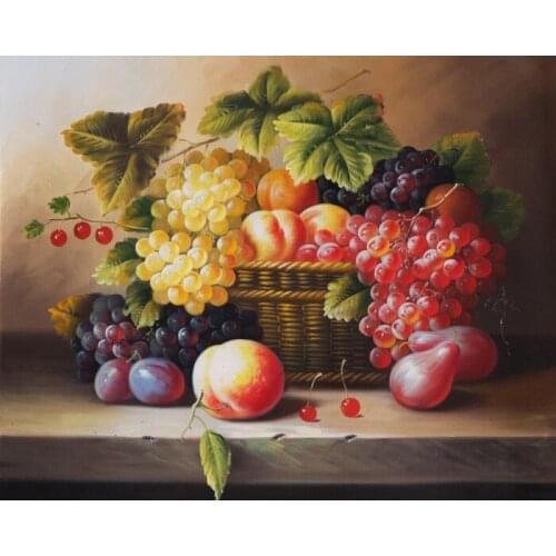 Free shipping realist purple grapes fruit still life oil painting canvas printings printed on canvas wall art decoration picture