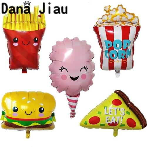 Danajiau New food foil balloon birthday party decoration Popcorn cake donut Pizza ballon cartoon hamburger kids gift toy inflate