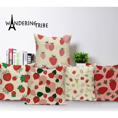 Red Strawberry Throw Pillow Cushion Cover Fruit Spring Square Pattern Car Home Decor Pillowcase Sofa Bed Decorative Cushions