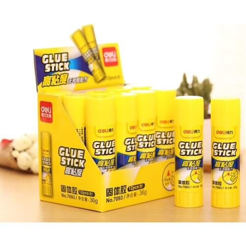 Deli 36g High Viscosity PVP Solid Glue Formaldehyde Free Quick Drying Durable Glue Stick 12pcs/Lot Office Supplies 7093