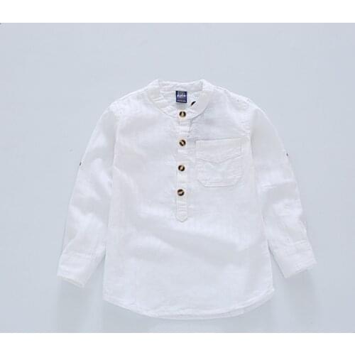 Children Boys Shirts Spring Summer Baby Boy Casual Long Sleeve Shirt Tops Big Kids Handsome School Formal Clothing White 2-14Y