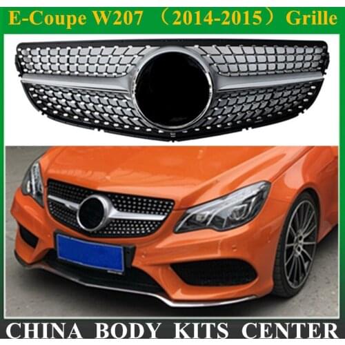 E Coupe W207 Diamond Grille Mesh ABS Front Grill Replacement Silver Color For Mercedes Grill Star Decoration 2014 2015