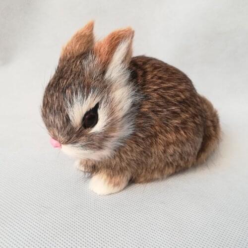 About 13x7x10cm real life toy brown rabbit model polyethylene&furs rabbit model decoration props ,model gift d0489