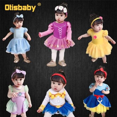 2PCS Cotton Christmas Baby Girl Belle Little Mermaid Cartoon Princess Bodysuit for Babies Body Newborn Rompers Overalls for Kids