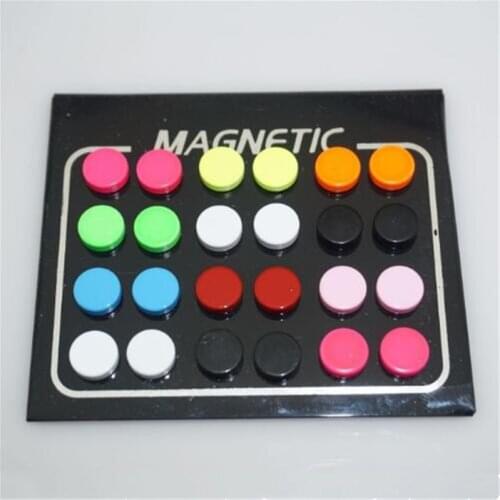 BASEHOME 24pcs/lot 6/8/10mm Round Strong Magnet Clip Earring Puck Womens Mens Magnetic Fake Ear Plug Jewelry