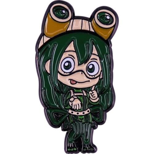 Anime My Hero Academia Froppy Asui Tsuyu Cute Cartoon Metal Enamel Clothes Backpack Coat Lapel Badge Brooch Pin Accessories
