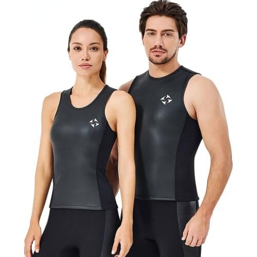 Dive&sail Man Woman 2mm Leather Neoprene Wetsuit Vest for Men Women Slim Winter Swimsuit Surf Vest