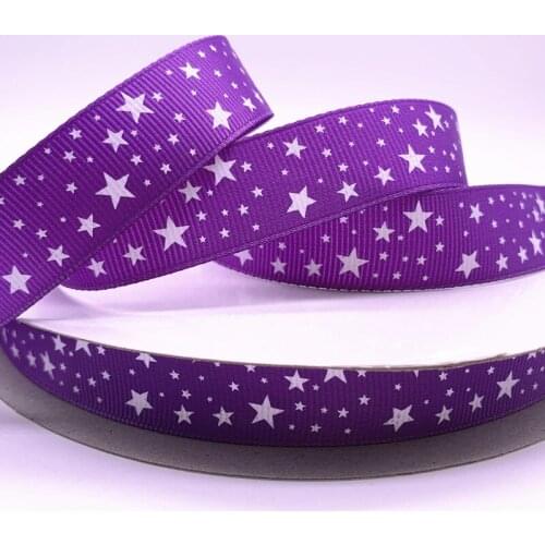 New 5yards 15mm 20mm 25mm 38mm Purple Grosgrain Ribbon Printed Stars for Christmas Wedding Decoration DIY Sewing Handmand Crafts