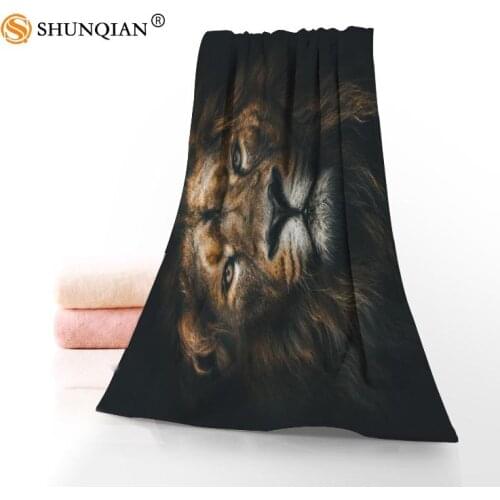 New Custom lion Towel Printed Cotton Face/Bath Towels Microfiber Fabric For Kids Men Women Shower Towels
